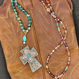 BEAUTIFUL handmade necklace! Multi colored stone bead long lovely necklace